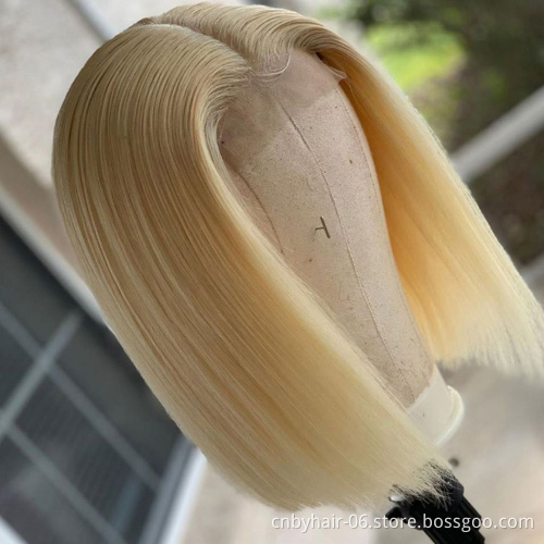 WeKeSi Bob Wigs Human Hair Lace Front, Blonde Bob 613 Lace Front Wig Virgin Human Hair,Kinky Curly Short Bob Wig